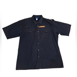 Bruno Conte Men’s Navy Blue Casual Button Up Shirt- size 3XL